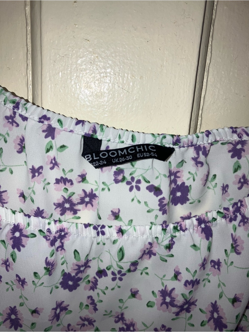 BloomChic White and Lavender Floral Square-Neck Blouse - Picture 3 of 3